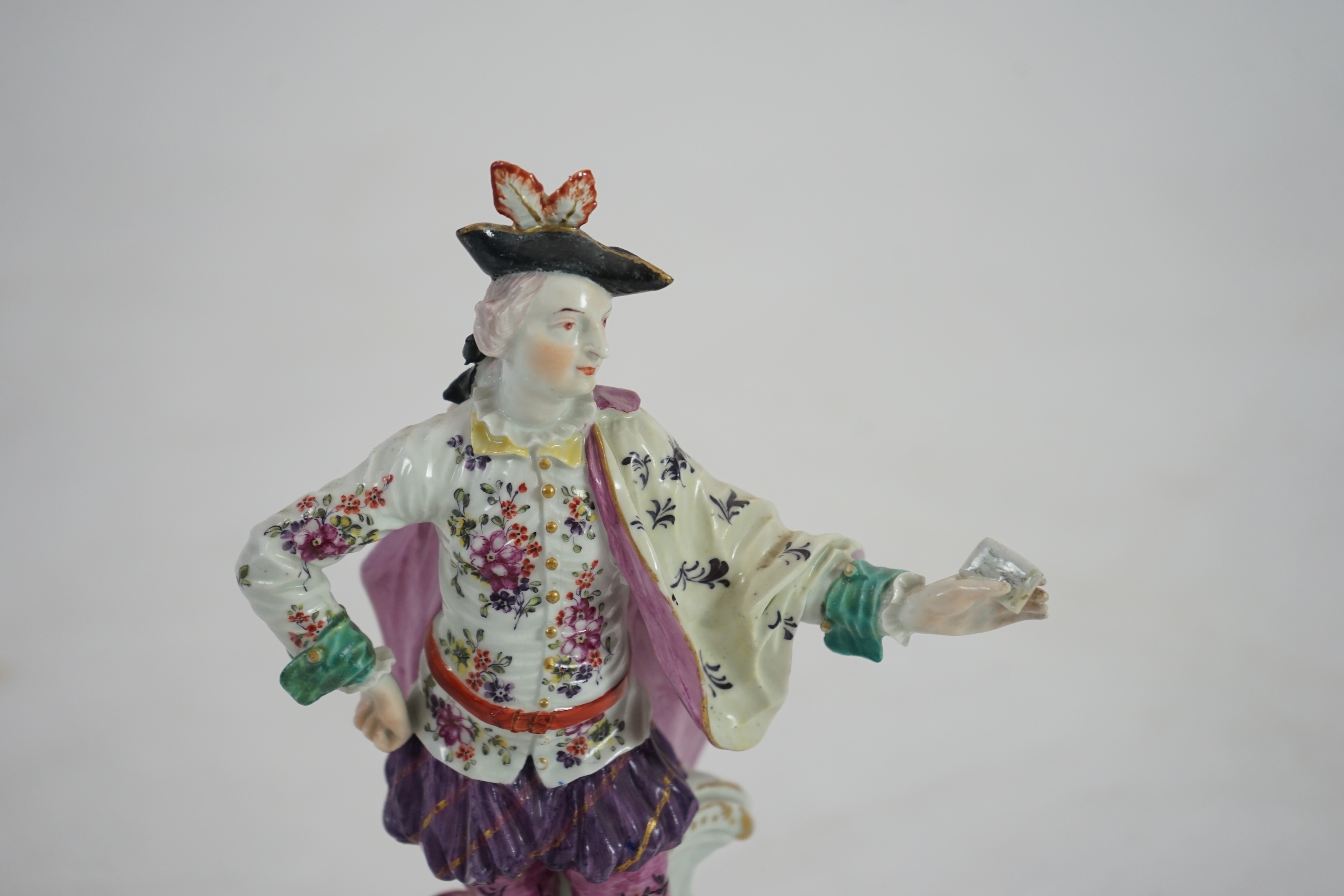 A Derby figure of a man holding a love letter, c.1760-65